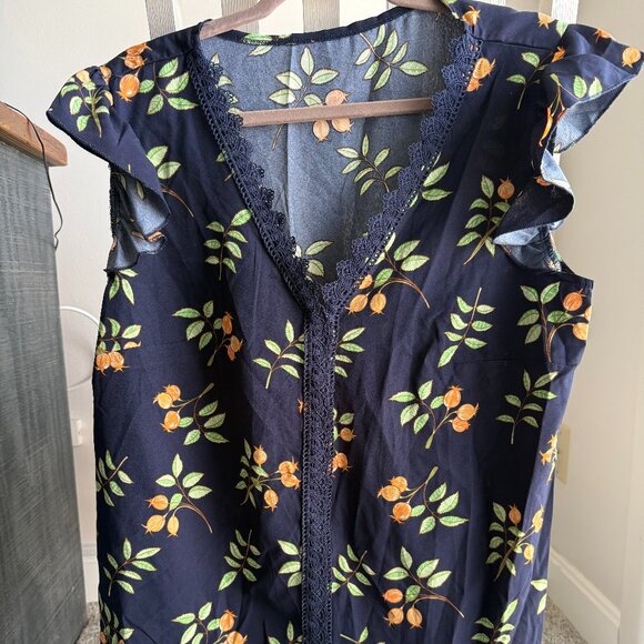 SHEIN Blue with orange florals - Picture 1 of 3